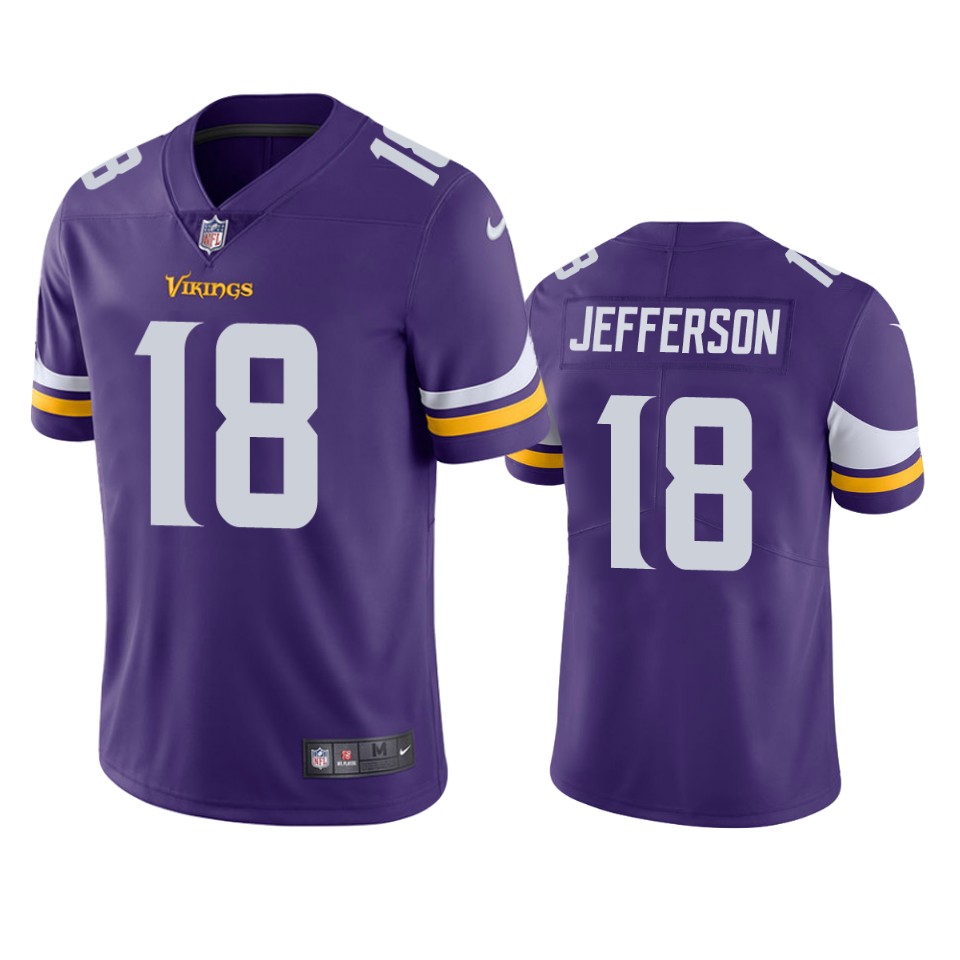 Men's Minnesota Vikings #18 Justin Jefferson Purple NFL Vapor Untouchable Limited Stitched Jersey